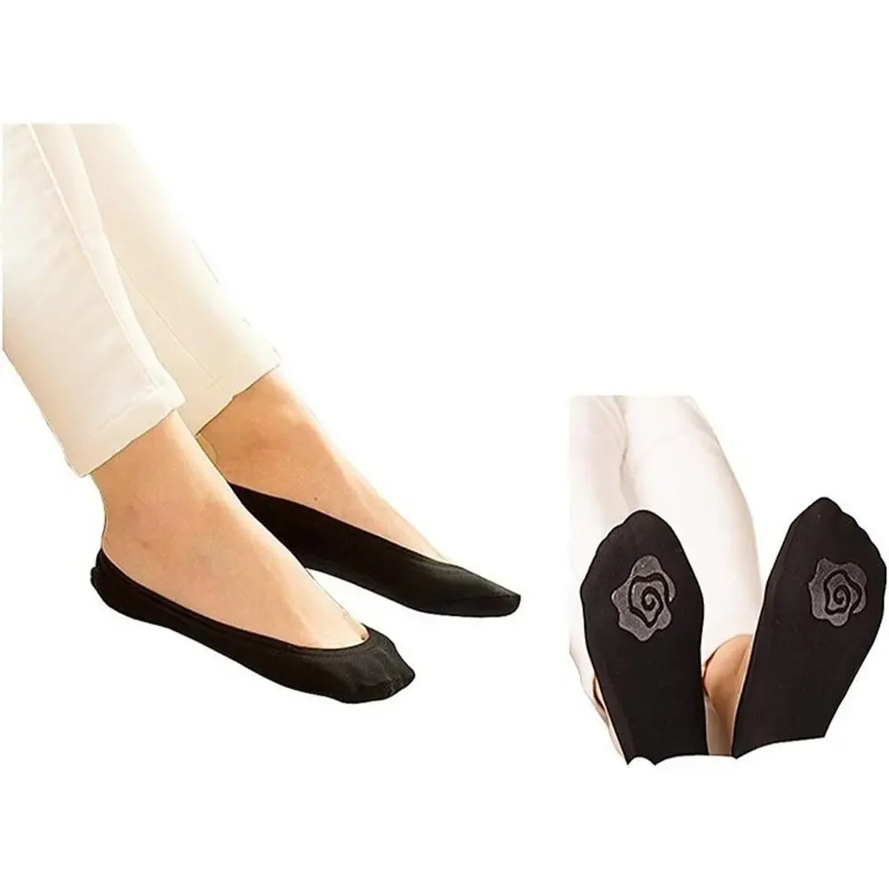4 Pairs Women's Size 6-10 No Show Liner Socks Low Cut Cotton Nylon Non-Slip